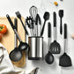 Silicone Kitchen Utensil Set 12 Piece Non-Stick Cooking Tools with Storage Bucket