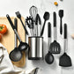 Silicone Kitchen Utensil Set 12 Piece Non-Stick Cooking Tools with Storage Bucket