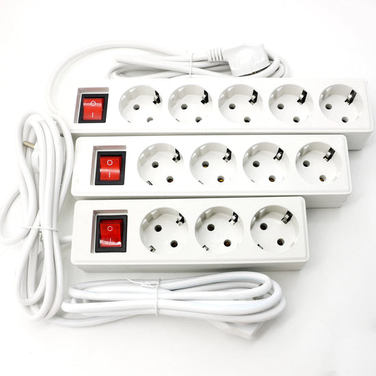 Extension Lead Power Strip 2-4 Way Multi Socket with ON/OFF Switch 1.8-2m Cable Surge Protected