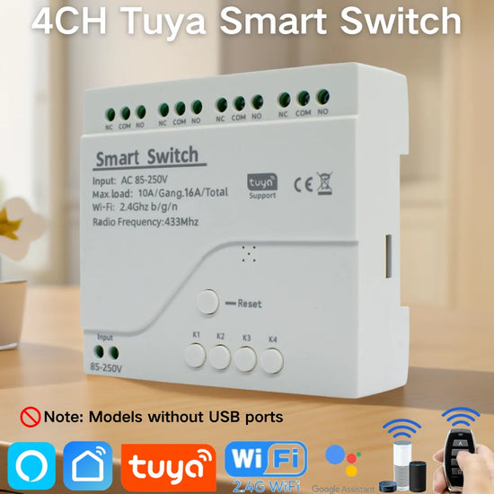 Smart Wifi Relay Switch 4 Channel RF433 Remote Control Module Works with Alexa Google