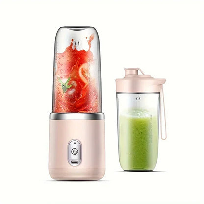 Portable Blender 400ml USB Rechargeable Personal Juicer Cup 6 Blade with 2 Travel Cups