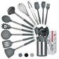 Silicone Kitchen Utensil Set 12 Piece Non-Stick Cooking Tools with Storage Bucket