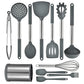 Silicone Kitchen Utensil Set 12 Piece Non-Stick Cooking Tools with Storage Bucket