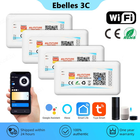 Smart LED Strip Controller Wifi RGB RGBW RGBCCT Dimmer DC5V-24V Works with Alexa Google