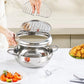 Deep Frying Pot with Thermometer and Lid Stainless Steel Tempura Fryer Pan 20-24cm
