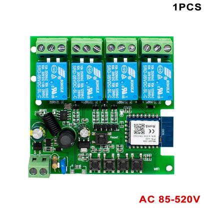 Smart Wifi Relay Switch 4 Channel RF433 Remote Control Module Works with Alexa Google