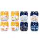 Reusable Cloth Nappies – One Size Adjustable Pocket Diapers with 8 Bamboo Inserts | Washable Baby Nappy Set