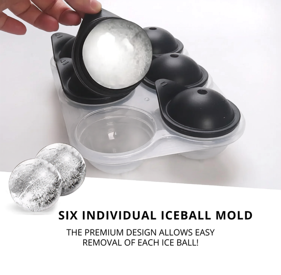 Silicone Ice Ball Maker – Large Sphere Ice Cube Tray with Lid | Round Ice Moulds for Whisky & Cocktails