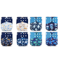 Reusable Cloth Nappies – One Size Adjustable Pocket Diapers with 8 Bamboo Inserts | Washable Baby Nappy Set
