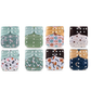 Reusable Cloth Nappies – One Size Adjustable Pocket Diapers with 8 Bamboo Inserts | Washable Baby Nappy Set