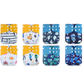 Reusable Cloth Nappies – One Size Adjustable Pocket Diapers with 8 Bamboo Inserts | Washable Baby Nappy Set