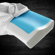 Memory foam cooling gel pillow with contoured orthopedic neck support shape